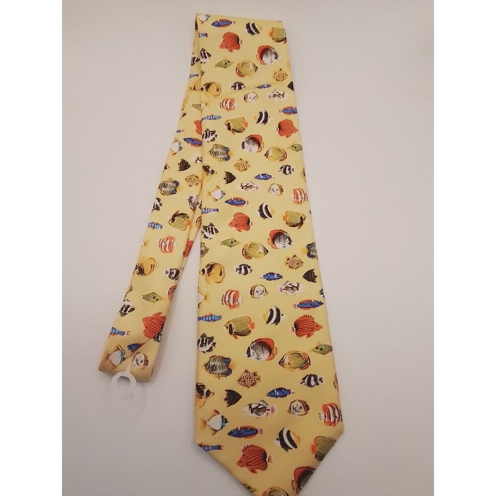 MEN'S ZIANETTI I00% ITALIAN SILK YELLOW TROPICAL FISH NECK TIE. NEW!